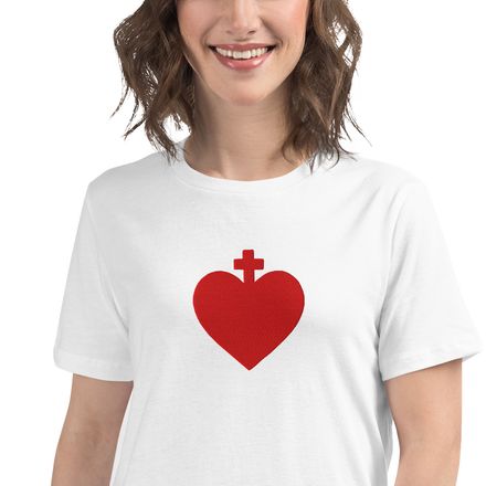 Embroidered Women&#x27;s Relaxed T-Shirt, Sacred Heart of Jesus, zhw6bo design