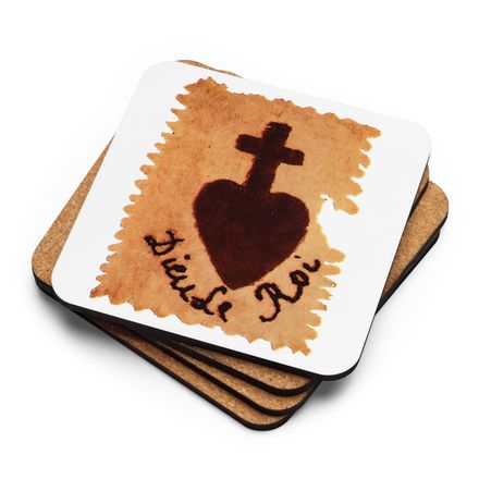 Cork-Back Coaster, Sacré Coeur, Dieu de Roi, Vendée Chouan, sqpbrl design