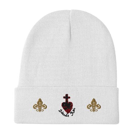Knit Beanie, Sacré Coeur, Dieu de Roi, Vendée Chouan, obymh4 design, Fleur de Lys