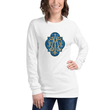 Unisex Long Sleeve Tee, Auspice Maria, Crest with rounded Cross, u3bkt0