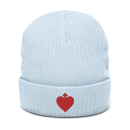 Ribbed Knit Beanie, Sacred Heart of Jesus, zhw6bo design