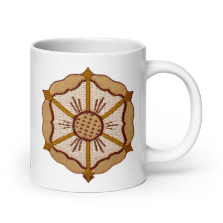 White Glossy Mug, 20oz, IHS with Crown And Monstrance, lwaktc