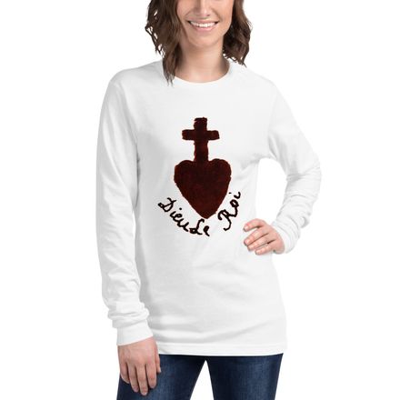 Unisex Long Sleeve Tee, Sacré Coeur, Dieu de Roi, Vendée Chouan, obymh4 design