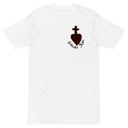 Men&#x27;s Premium Heavyweight Tee, Sacré Coeur, Dieu de Roi, Vendée Chouan, obymh4 design, left chest