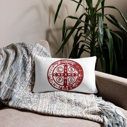 Pillow case 20x12, St. Benedict Medal, oih8m5 design, red