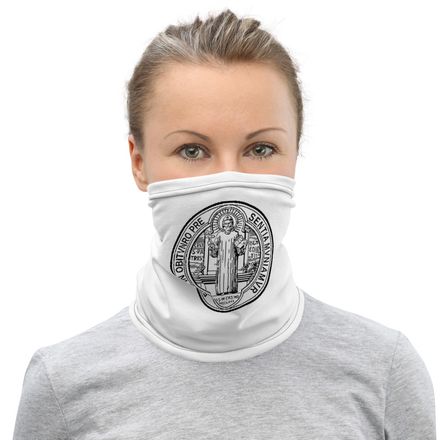 Neck Gaiter, St. Benedict Medal, filt5a design, half-size