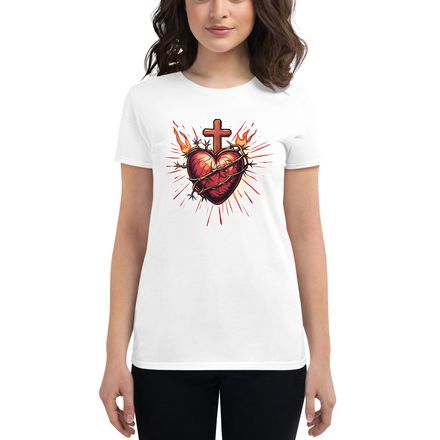 Women&#x27;s Fashion Fit T-Shirt, Sacred Heart of Jesus, uetiyj