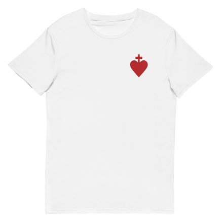 Men&#x27;s Premium Cotton T-Shirt, Sacred Heart of Jesus, yjegla design