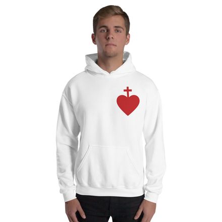 Unisex Heavy Blend Hoodie, Sacred Heart of Jesus, 7ugqf9 design, left chest