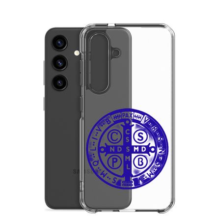 Clear Case for Samsung, St. Benedict Medal, oih8m5 design, blue