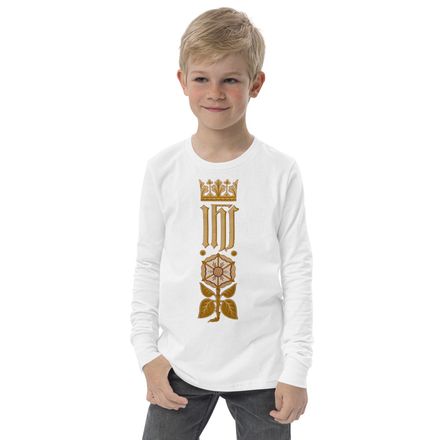 Youth Long Sleeve Tee, IHS Stripe With Crown and Monstrance, vw6yal
