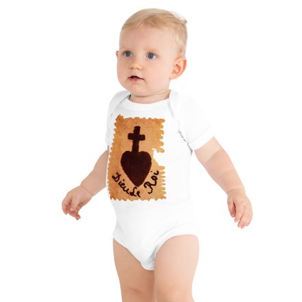 Baby Short Sleeve One Piece , Sacré Coeur, Dieu de Roi, Vendée Chouan, sqpbrl design
