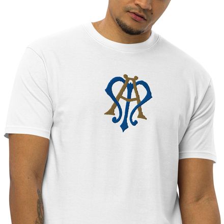 Embroidered Men&#x27;s Premium Heavyweight Tee, Auspice Maria, Crest, rphg0v