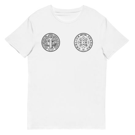 Men&#x27;s Premium Cotton T-Shirt, St. Benedict Medal, filt5a design