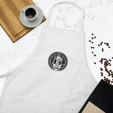 Embroidered Apron, St. Benedict Medal, r3tcvk design 