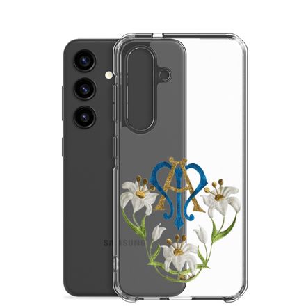 Clear Case for Samsung, Auspice Maria, Crest with flowers, qfko6t