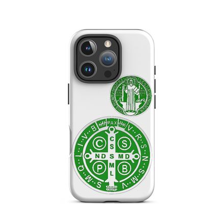 Tough Case for iPhone, St. Benedict Medal, idjfae design, green