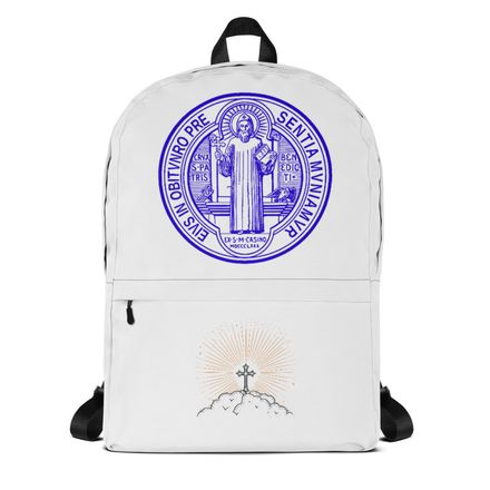 Backpack, St. Benedict Medal, debxwe design, blue