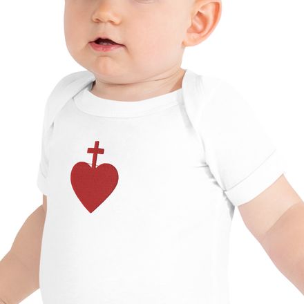 Embroidered Baby Short Sleeve One Piece , Sacred Heart of Jesus, 7ugqf9 design 