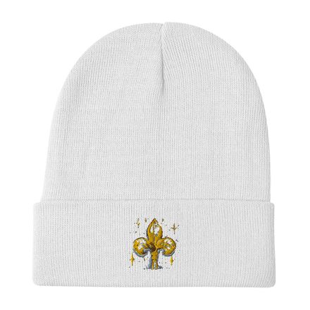 Knit Beanie, Fleur de Lys, kiurqq 