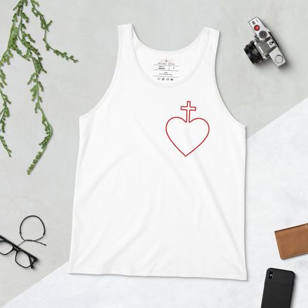 Staple Tank Top, Sacred Heart of Jesus, 7ugqf9 hollow design, left chest