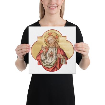 Canvas Print, 12x12, Sacred Heart of Jesus, eq75pu design 