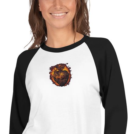 Embroidered Unisex 3/4 Sleeve Raglan Shirt, Immaculate Heart Of Mary, vfh1tk design