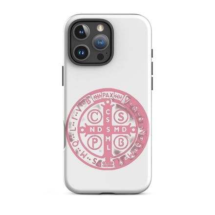 Tough Case for iPhone, St. Benedict Medal, oih8m5 design, pink