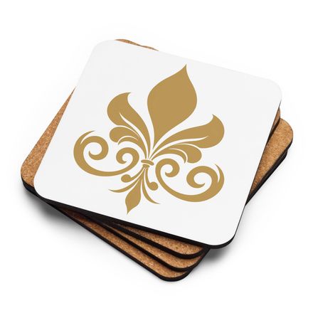Cork-Back Coaster, Fleur de Lys, q4x75x