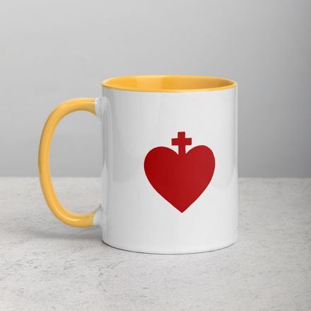White Ceramic Mug with Color Inside, 11oz &amp; 15oz, Sacred Heart of Jesus, zhw6bo design 