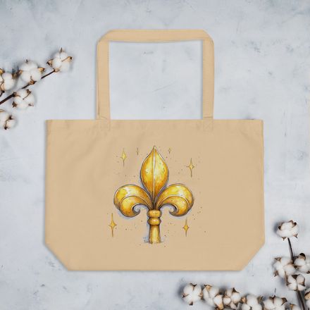 Large Eco Tote, Fleur de Lys, kiurqq