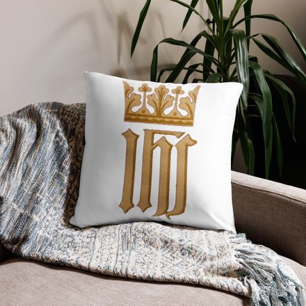 Pillow case 22x22, IHS with Crown, Golden Pattern, nlxdo1
