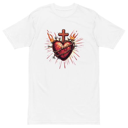 Men&#x27;s Premium Heavyweight Tee, Sacred Heart of Jesus, uetiyj design