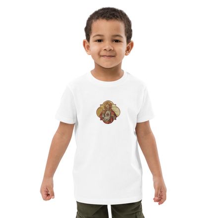 Embroidered Organic Cotton Kids T-Shirt, Sacred Heart of Jesus, eq75pu design