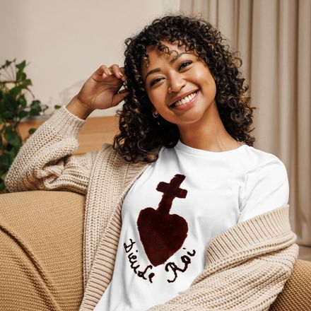 Women&#x27;s Relaxed T-Shirt, Sacré Coeur, Dieu de Roi, Vendée Chouan, obymh4 design