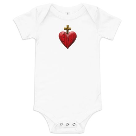 Baby Short Sleeve One Piece , Sacred Heart of Jesus, 9i93k9 design 