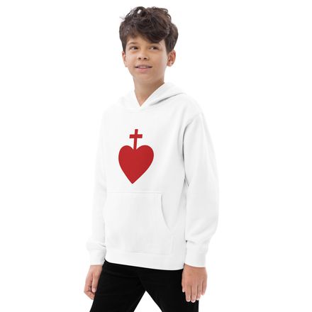 Kids Fleece Hoodie, Sacred Heart of Jesus, 7ugqf9 design
