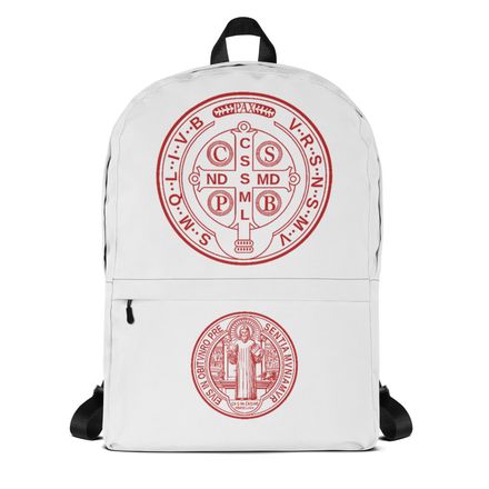 Backpack, St. Benedict Medal, filt5a design, red, back at top