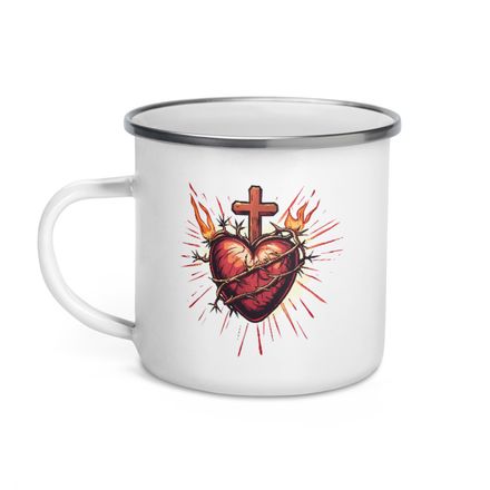Enamel Mug, Sacred Heart of Jesus, uetiyj design 