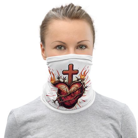 Neck Gaiter, Sacred Heart of Jesus, uetiyj design, half-size