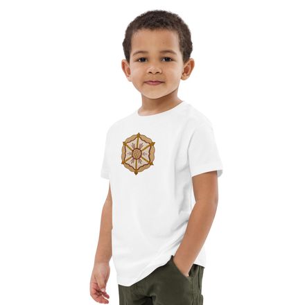 Organic Cotton Kids T-Shirt, Monstrance with Golden Pattern, eneyoj