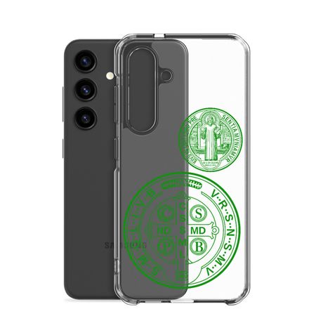 Clear Case for Samsung, St. Benedict Medal, filt5a design, green