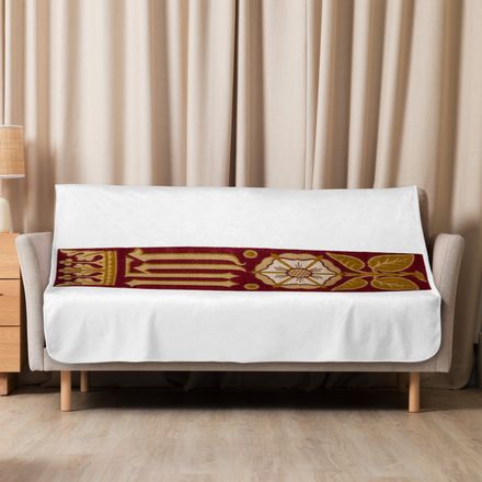 Sublimated Sherpa Blanket, IHS Stripe With Crown and Monstrance, Red, yok2qk