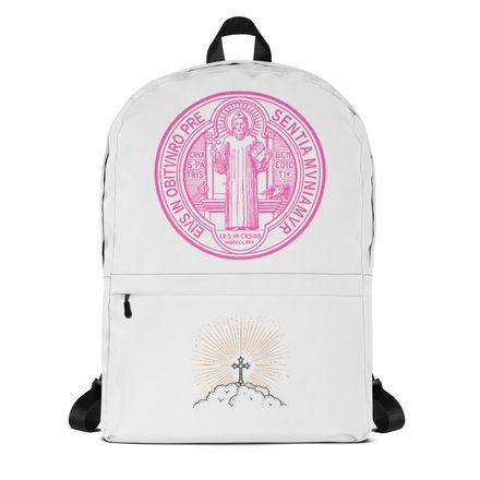 Backpack, St. Benedict Medal, debxwe design, pink