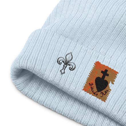 Ribbed Knit Beanie, Sacré Coeur, Dieu de Roi, Vendée Chouan, sqpbrl design, Fleur de Lys