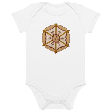 Organic Cotton Baby Bodysuit, Monstrance with Golden Pattern, eneyoj