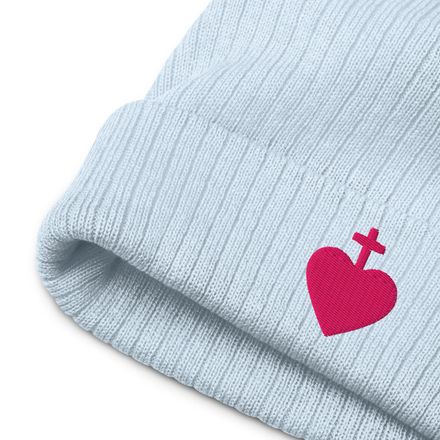 Ribbed Knit Beanie, Sacred Heart of Jesus, 7ugqf9, pink