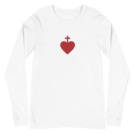 Embroidered Unisex Long Sleeve Tee, Sacred Heart of Jesus, 7ugqf9 design