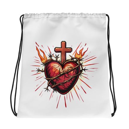 Drawstring Bag, Sacred Heart of Jesus, uetiyj design 