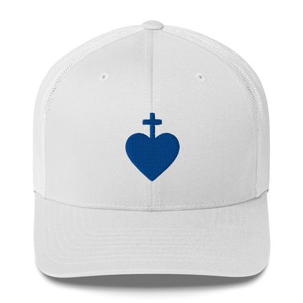 Retro Trucker Hat, Sacred Heart of Jesus, 7ugqf9 design, blue